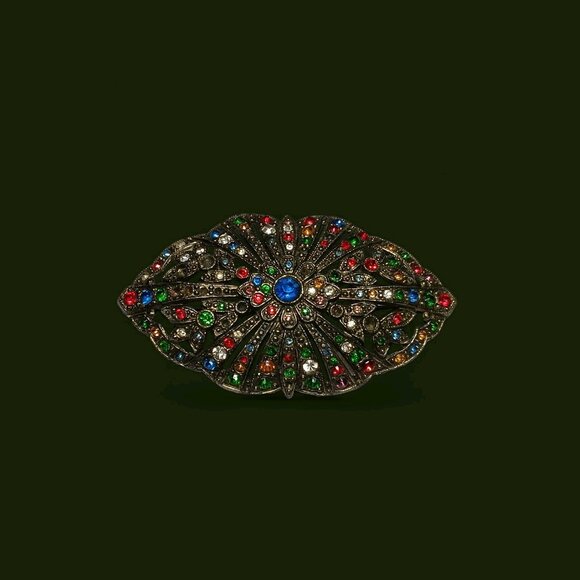 Victorian Filigree Coat Brooch Large 3" (missing some rhinestones) Vtg Art Deco - Picture 8 of 8